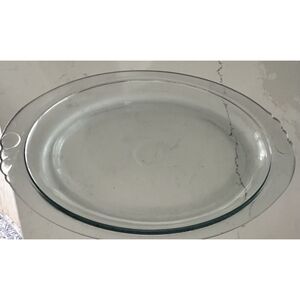 VTG Blue‎ Tint Pyrex 812 A-5 Oval Oven Broiler Baking Dish Serving Platter